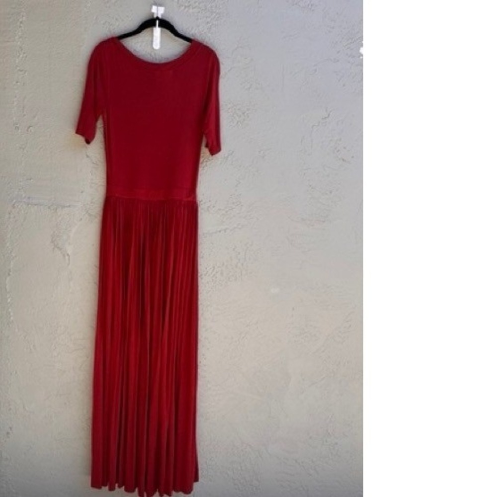 Free People Beach Red Short Sleeve Pleated Palazzo Wide Leg Jumpsuit MEDIUM - Picture 5 of 9